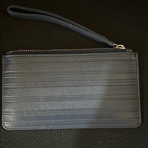 Blue Leather Wristlet